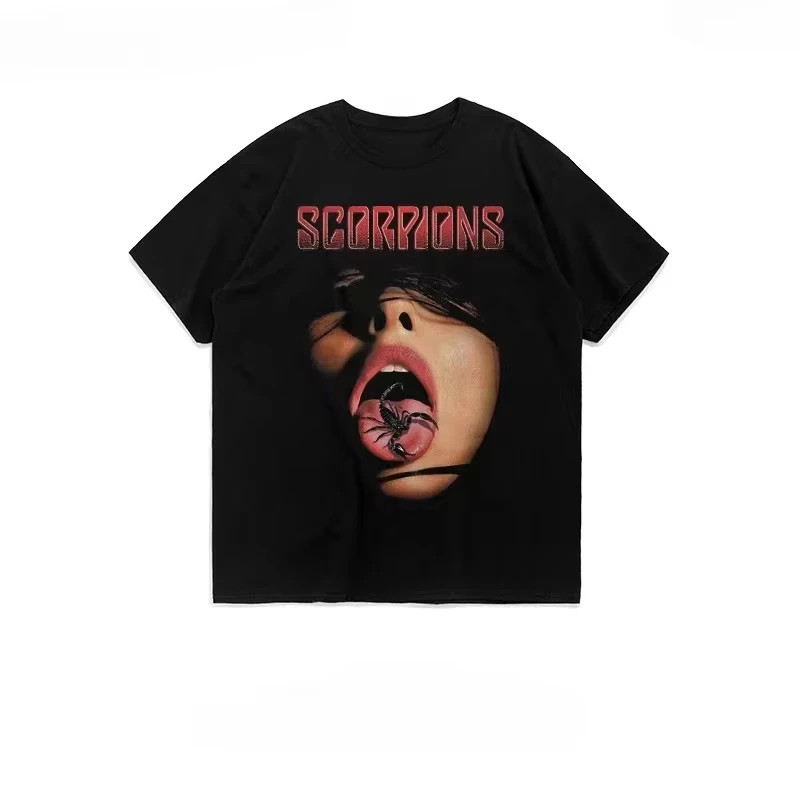 

Scorpions heavy metal rock band summer short sleeved T-shirt for men and women half sleeved ins European and American trend Tops