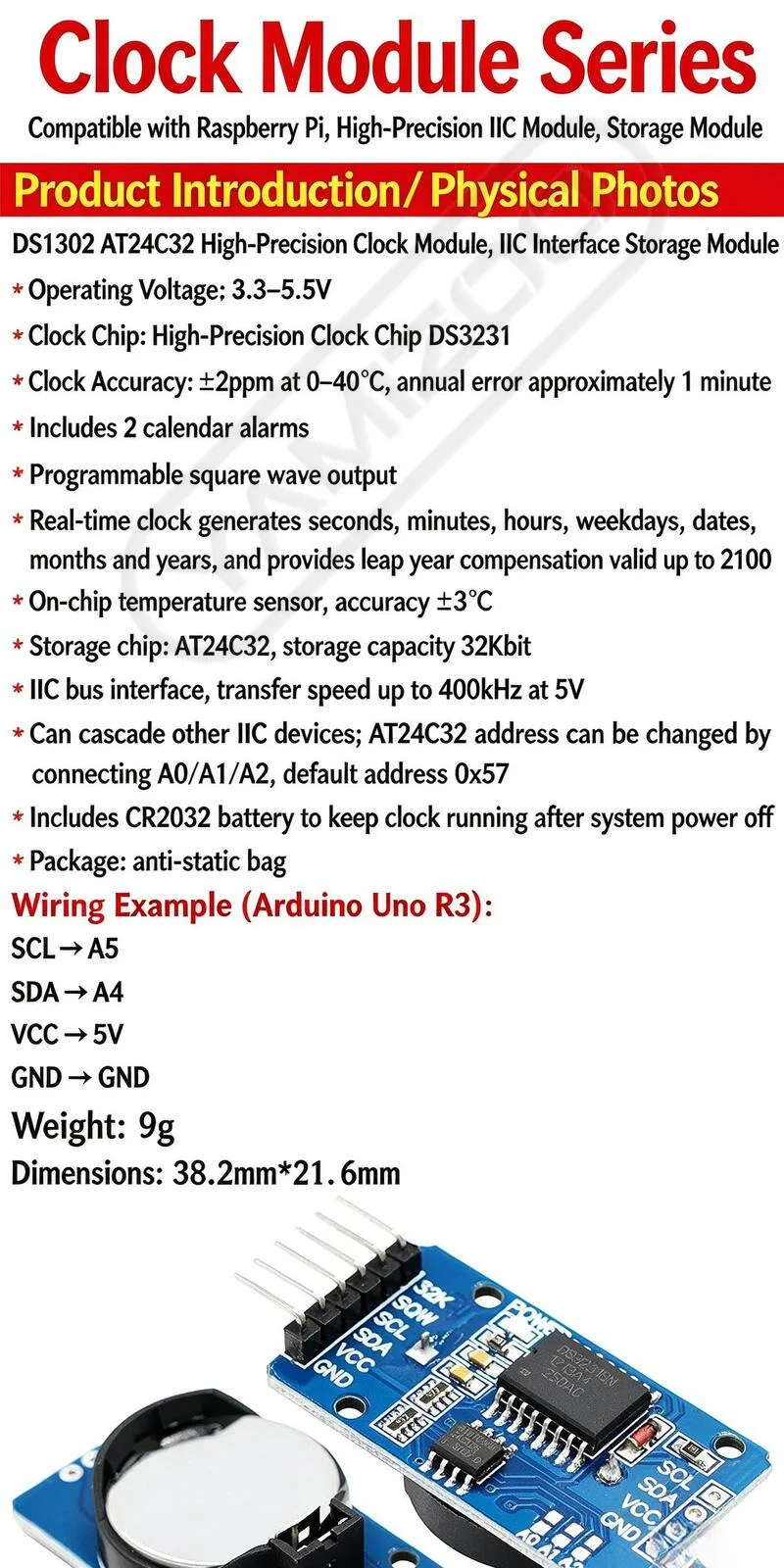 Uhrmodul-Serie Raspberry Pi Hochpräzises RTC DS3231 Etc – Detail 3