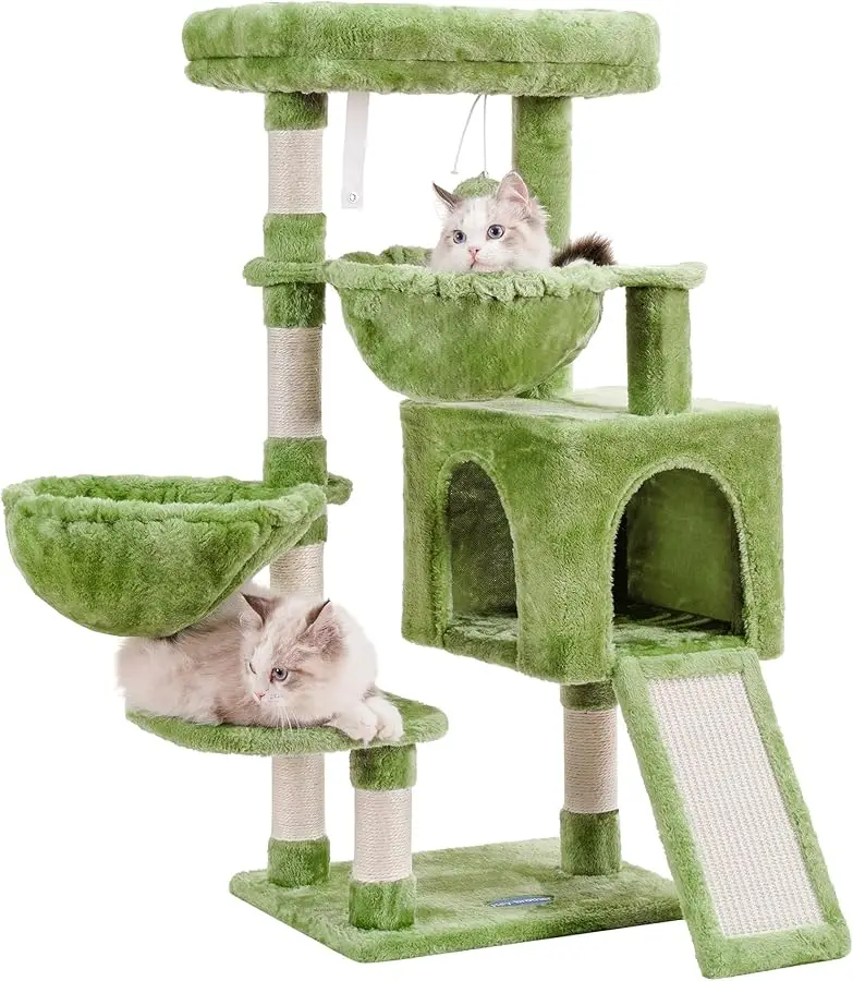 

Hey-brother Cat Tree, Cat Tower for Indoor Cats, Cat House with Large Padded Bed, Cozy Condo, Hammocks, Sisal Scratching Posts,