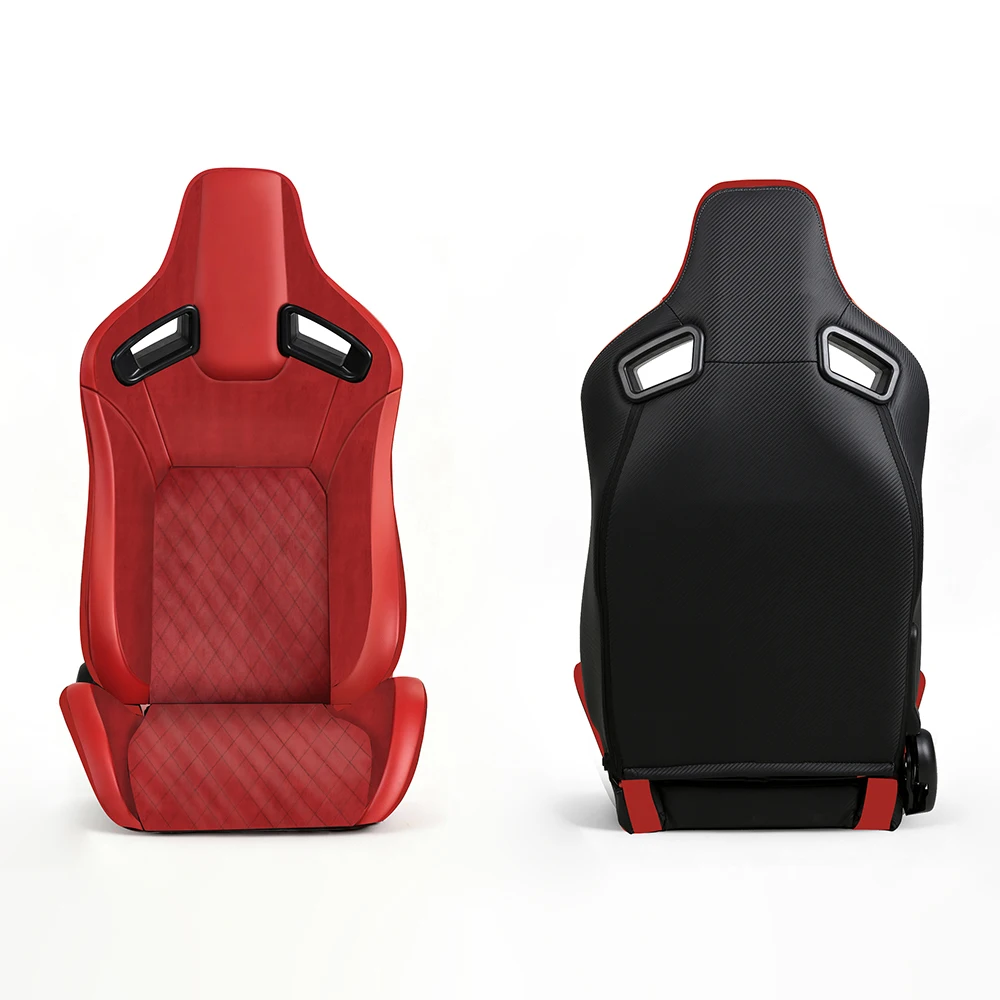 Adjustable Sports Racing Seat PU Leather PVC Steel Frame Universal Fit Track/Street Cars 21.7inch Seat Width Custom Logo Not