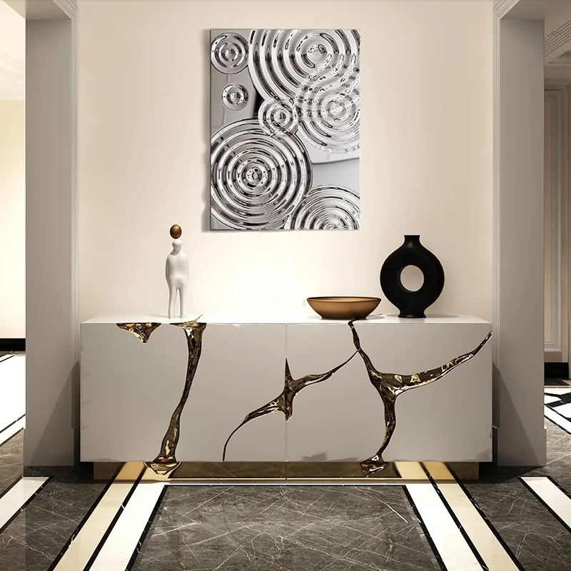 Square Ripples metal stainless steel background wall pendant living room Bedroom villa wall decoration