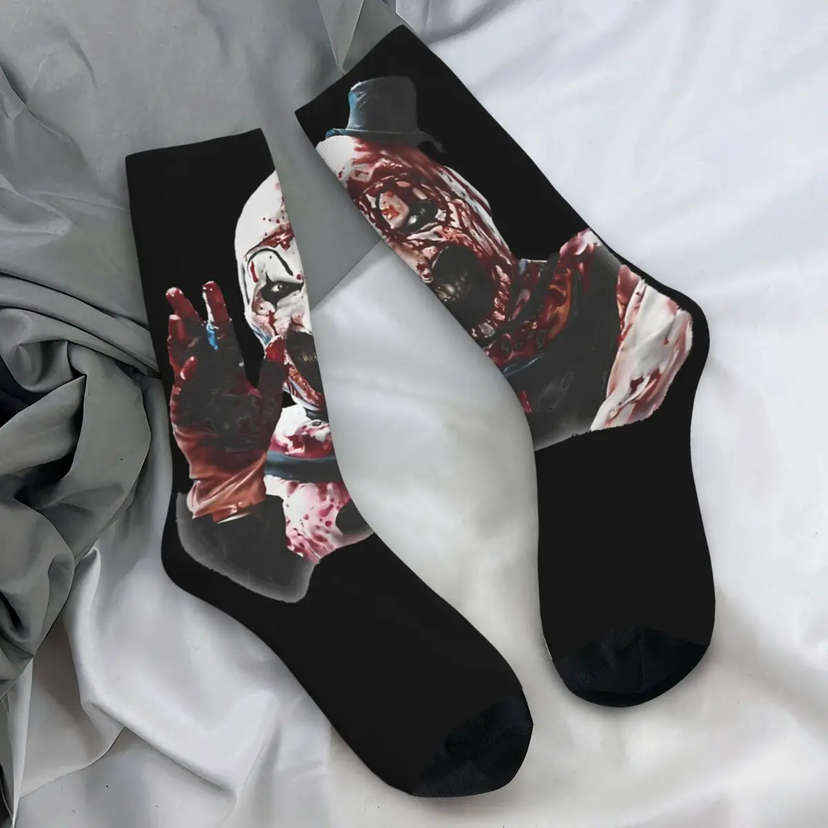 The Terrifier Art The Clown Socks Gothic Stockings Unisex Men Soft Running Socks Winter Graphic Anti-Slip Socks