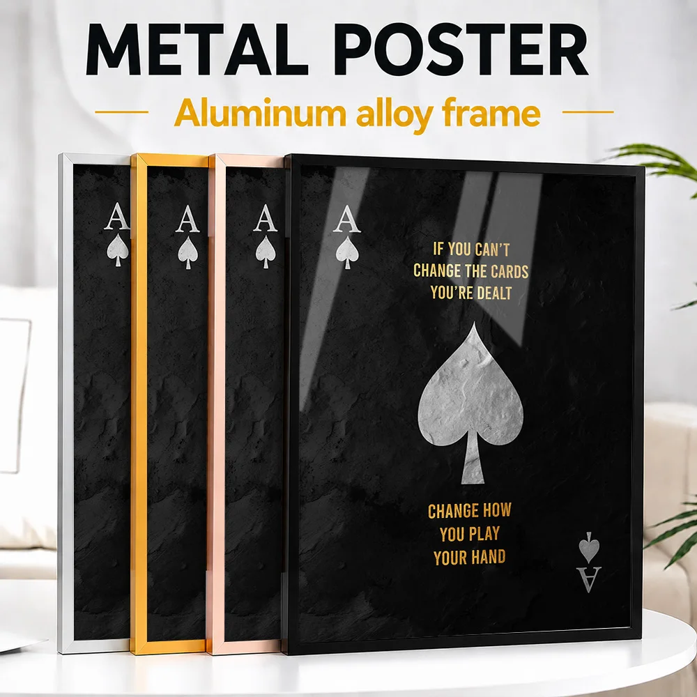 Ace Of Spades Quote Framed Metal Print Customized Photo Bold Typography Style Wall Art For Home Office Premium Collector Gift