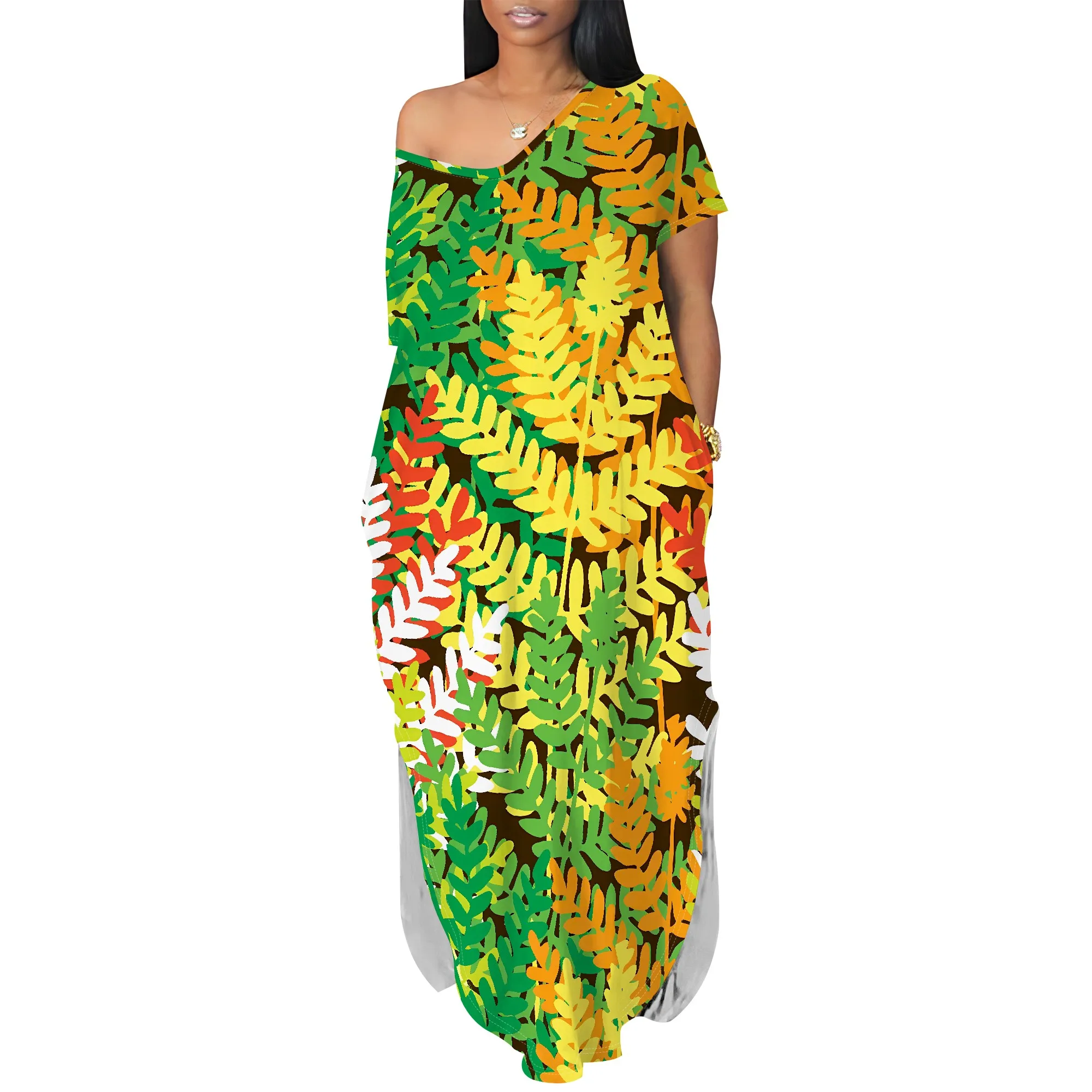 Robe longue style Boho pour femme, épaules dénudées, imprimé floral, ample, automne