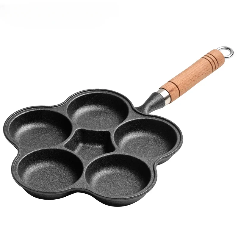 6-Cup Cast Iron Egg/Omelette/Pancake Frying Pan Non-stick Egg Cooker Pan Cooking Tools Kitchenware