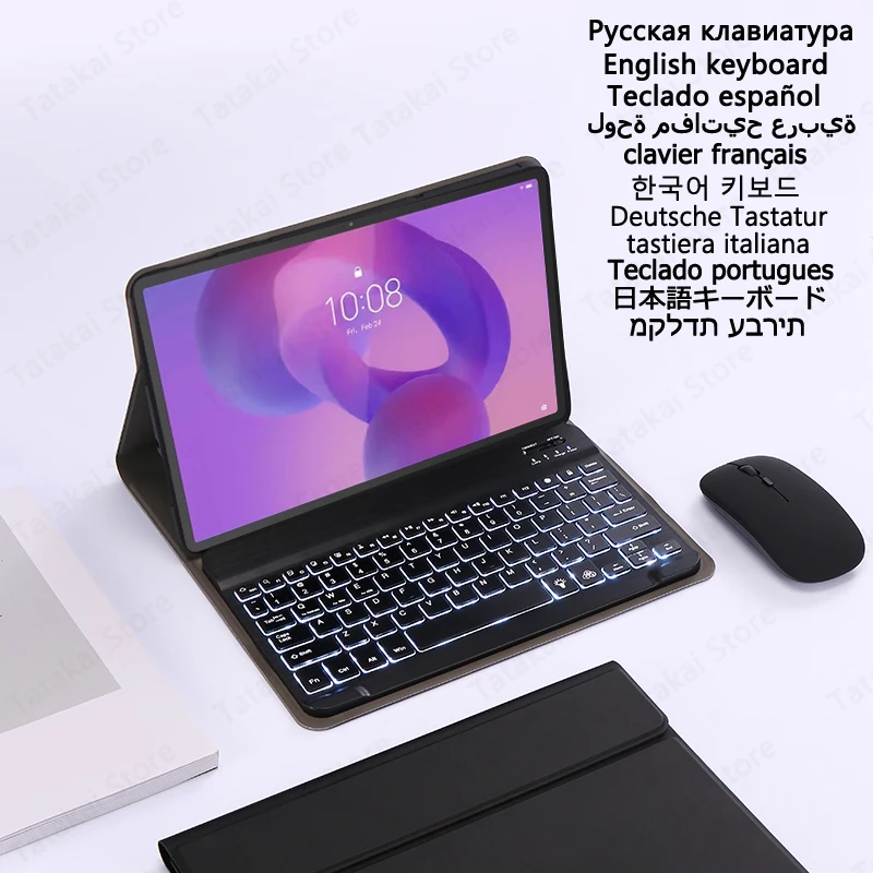 

Backlit Tablet Keyboard for Lenovo Idea Tab Pro 12.7 inch TB373FU Case with Keyboard Russian Arabic Spanish English Stand Cover