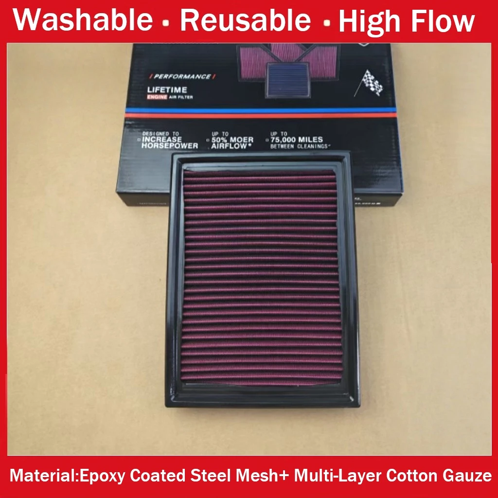 Filtre à air haute performance pour voiture, compatible avec BMW 316 318 320 325 520 525 X3 Z3 Z4 E36 E38 E39 E46 E83 E85 13721730946 13721744869, lavable