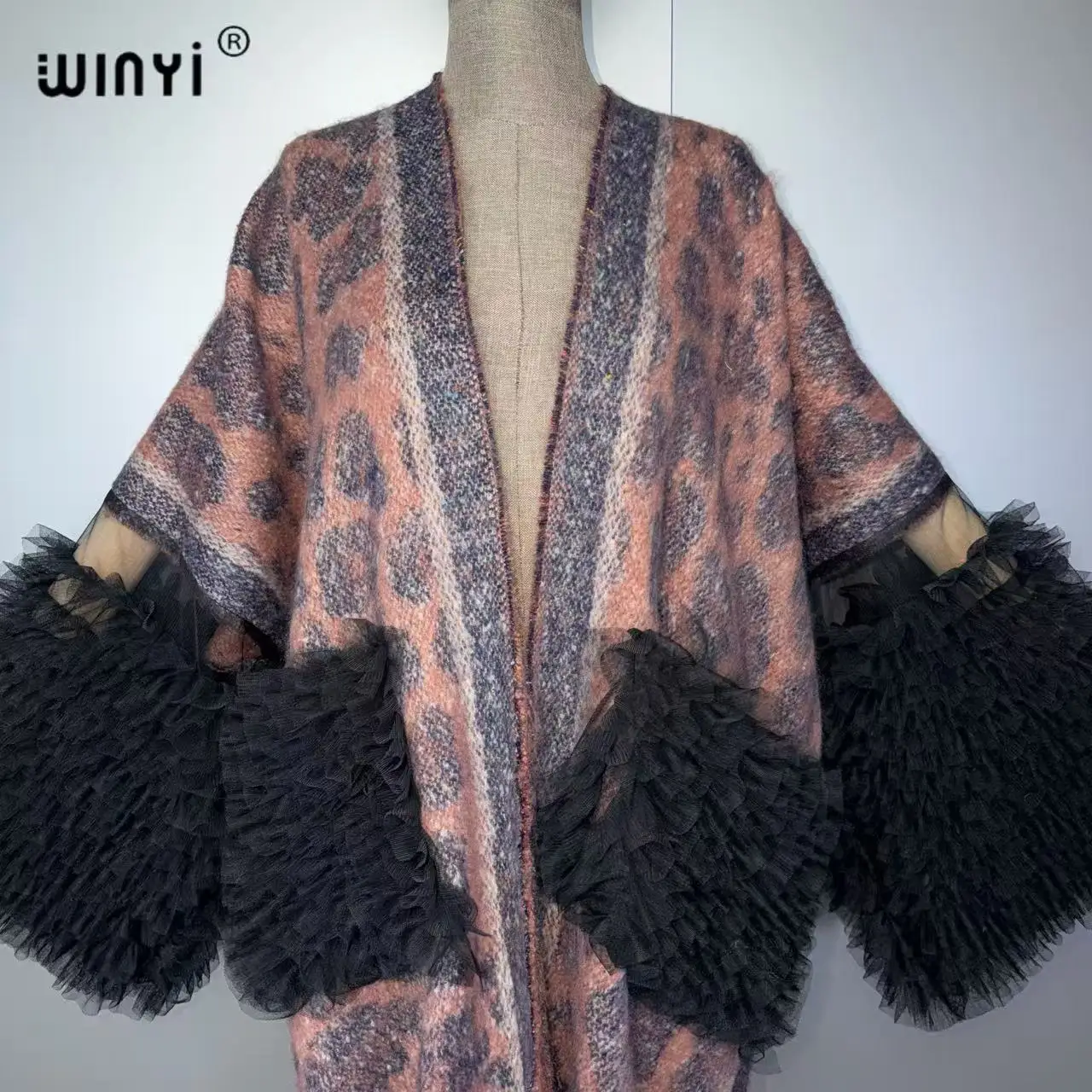 WINYI Women's Tassel Cardigan Poncho Cape Jacket Dubai Style Kimono Dress Luxury Female Overcoat Abaya Autumn Winter Fashion