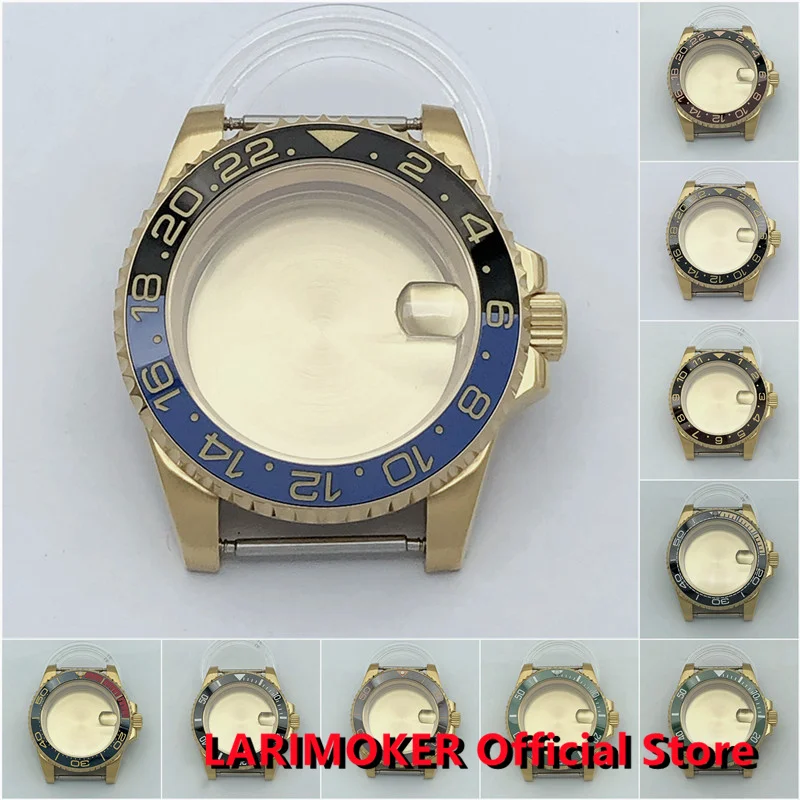 

LARIMOKER 40mm Gold case Sapphire Glass Ceramic Bezel Insert fit NH35 NH36 PT5000 ETA2824 2836 DG2813 3804 Miyota8215 Movement