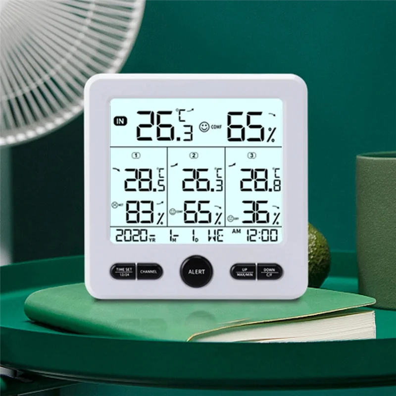 ABFN-метеостанция Внутренние/наружные беспроводные датчики Цифровой термометр Гигрометр Светодиодный ЖК-дисплей Термометр (белый) Легко устанавливается