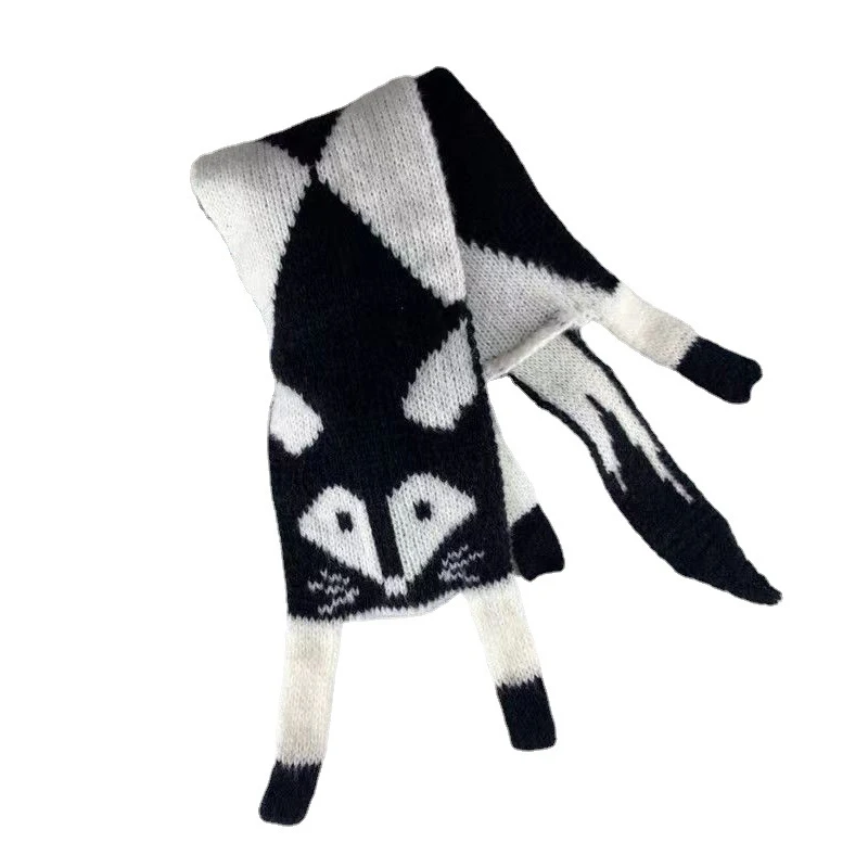 Children's Cartoon Fox Knitted Scarf Autumn Winter Little Fox Scarf for Baby Boys Girls Women Warm Shawl Knitting Animal Scarf