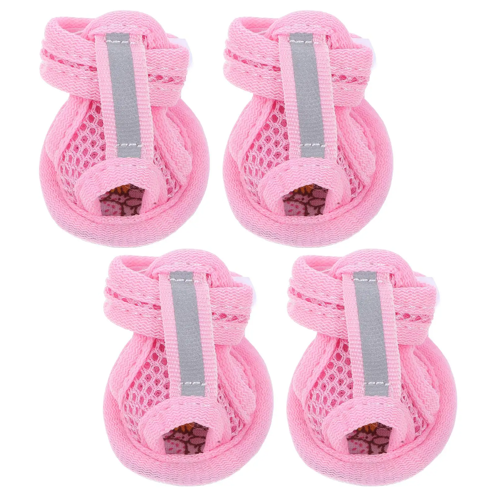 

4 Pcs Dog Shoes Breathable Mesh Pet Sandals for Hot Pavement Summer Protection Flexible Sole 5 Sizes Dog Supplies