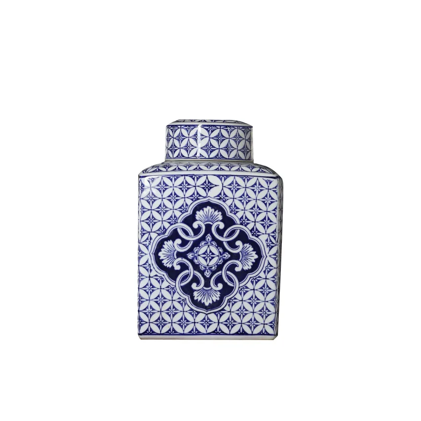 

Chinese hand painted blue and white porcelain vase, simulated flower arrangement, TV cabinet, soft decoration