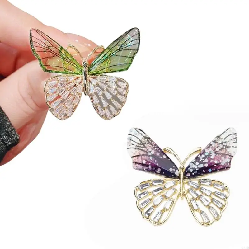 Butterfly Brooch with Rhinestones Detailing Sparkling Rhinestones Butterfly Brooch Lapel Pins for Women's Apparel Accent