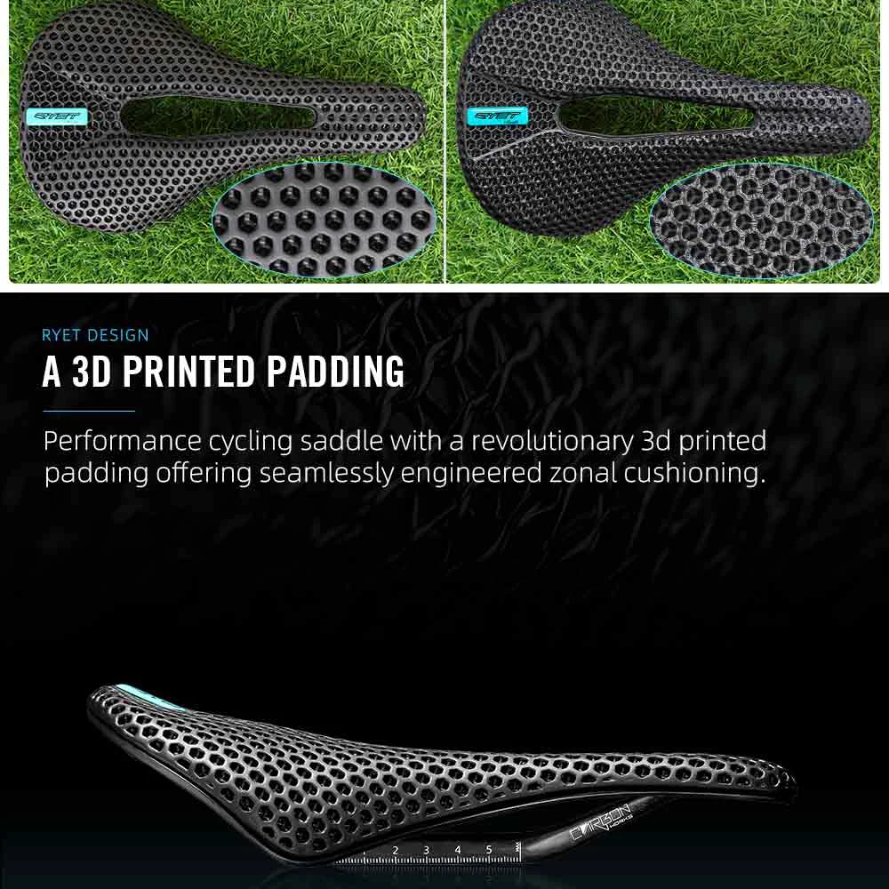RYET 3D Gedruckt Carbon Fahrrad Sattel 140mm 143mm Superlight Road MTB Rennrad Sitz Sättel Kissen Radfahren sitzen Teile – Detail 4