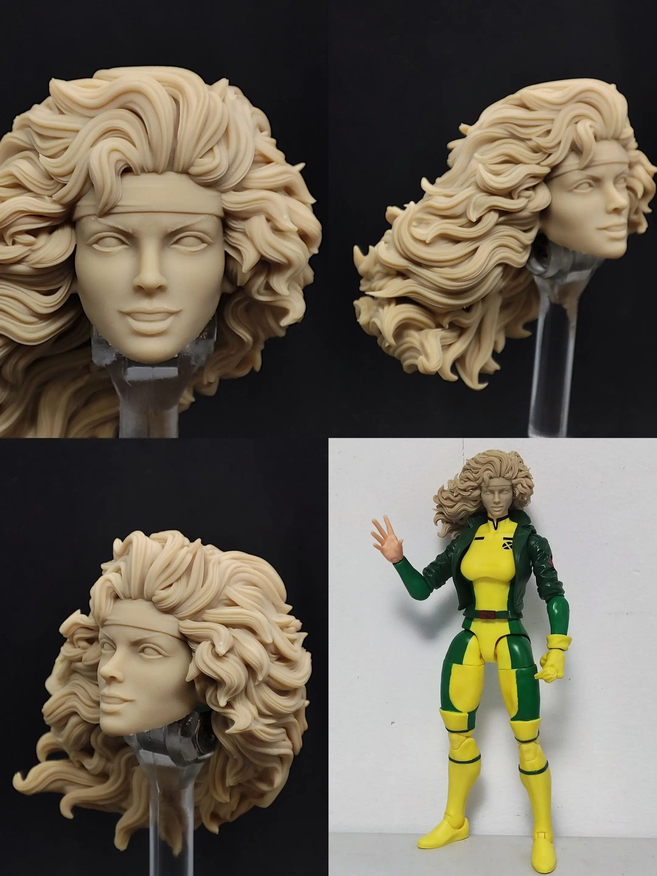 منحوت برأس خارق ، شعر مجعد ، كتم صوت أنثى X-Men ، X-Men ، رأس ، جسم ، جندي ، مقياس ، مصنوع يدويًا ، شكل حركة 6 بوصة