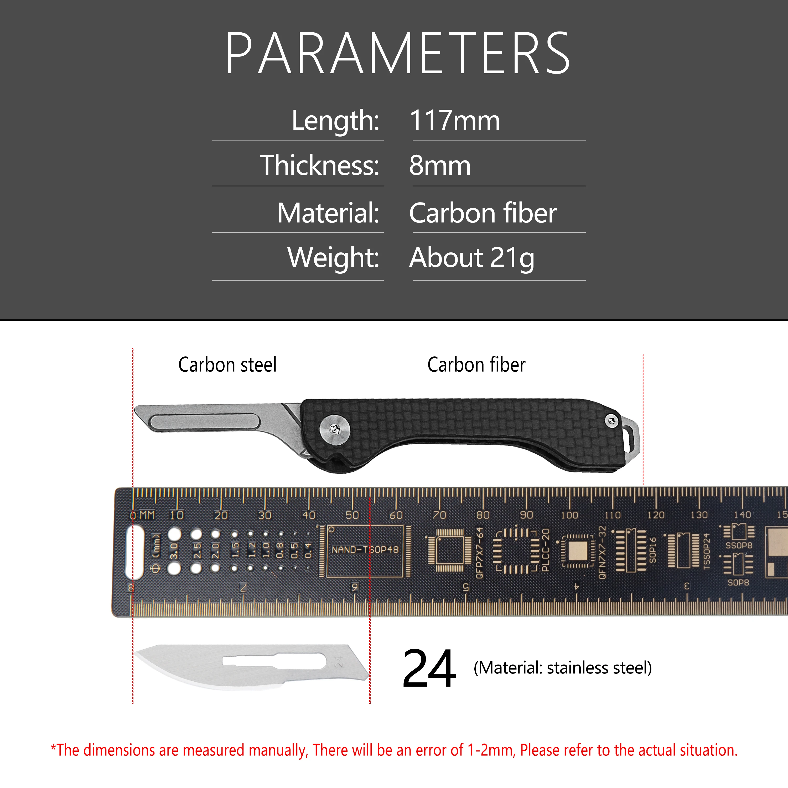 Carbon Fiber Unboxing Knife Portable Cutting Rope Carving Knife Mini Outdoor Multifunctional Folding Surgical Knife