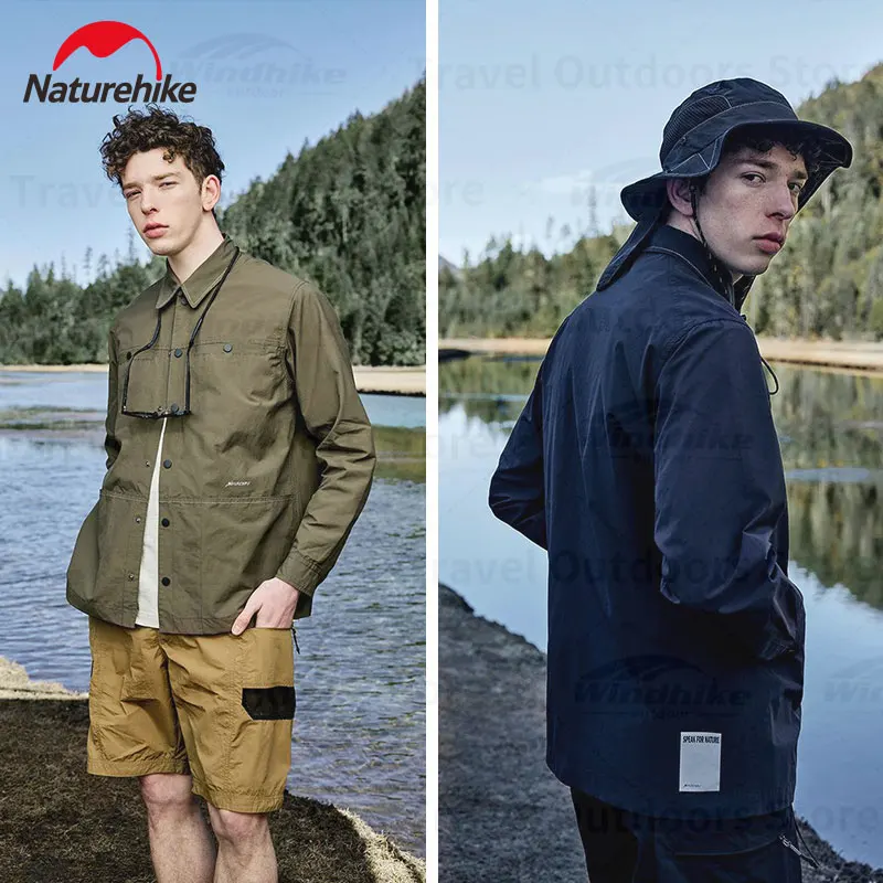 

Naturehike Outdoor Camping Long Sleeve Jacket Climbing Travel Coat UPF50+ Waterproof Casual Shirt Style Jacket with Pockets