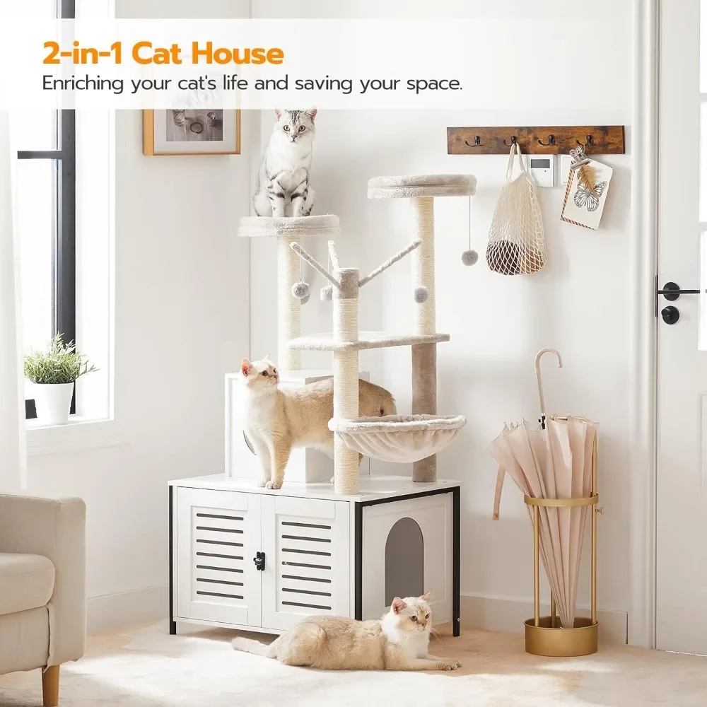 Detachable Teaser Sticks Pet Supplies All-in-One Wooden Cat House Condo With Cat Hammock Tree for Cats Toys Products Home Garden