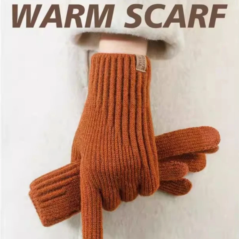 

Зимние вязаные перчатки Camere, женские уличные ветрозащитные перчатки с сенсорным экраном для вождения, езды на велосипеде, теплая ручная одежда, термоперчатки на палец