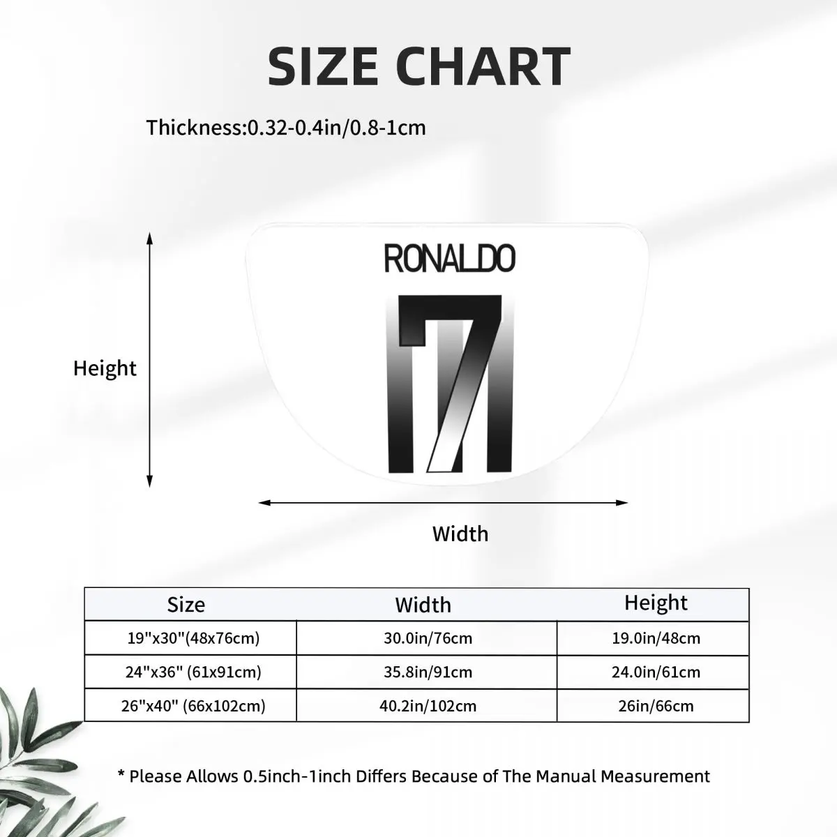 Ronaldo Football Number 7 Soft Flannel Half Round Doormat Non Slip Bathroom Mat Absorbent Floor Carpet for Living Room