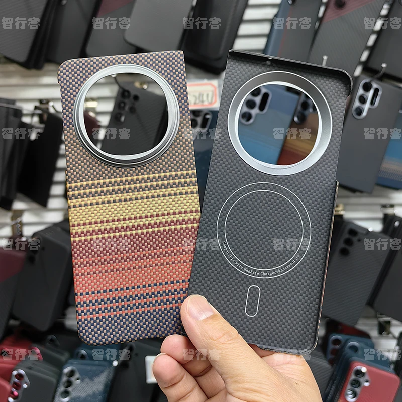 

ZXKE Carbon Fiber Case For OPPO Find N5 Cover Embedded Iron Sheet Magnetic Car Support Magsafe Aramid Fiber Shell
