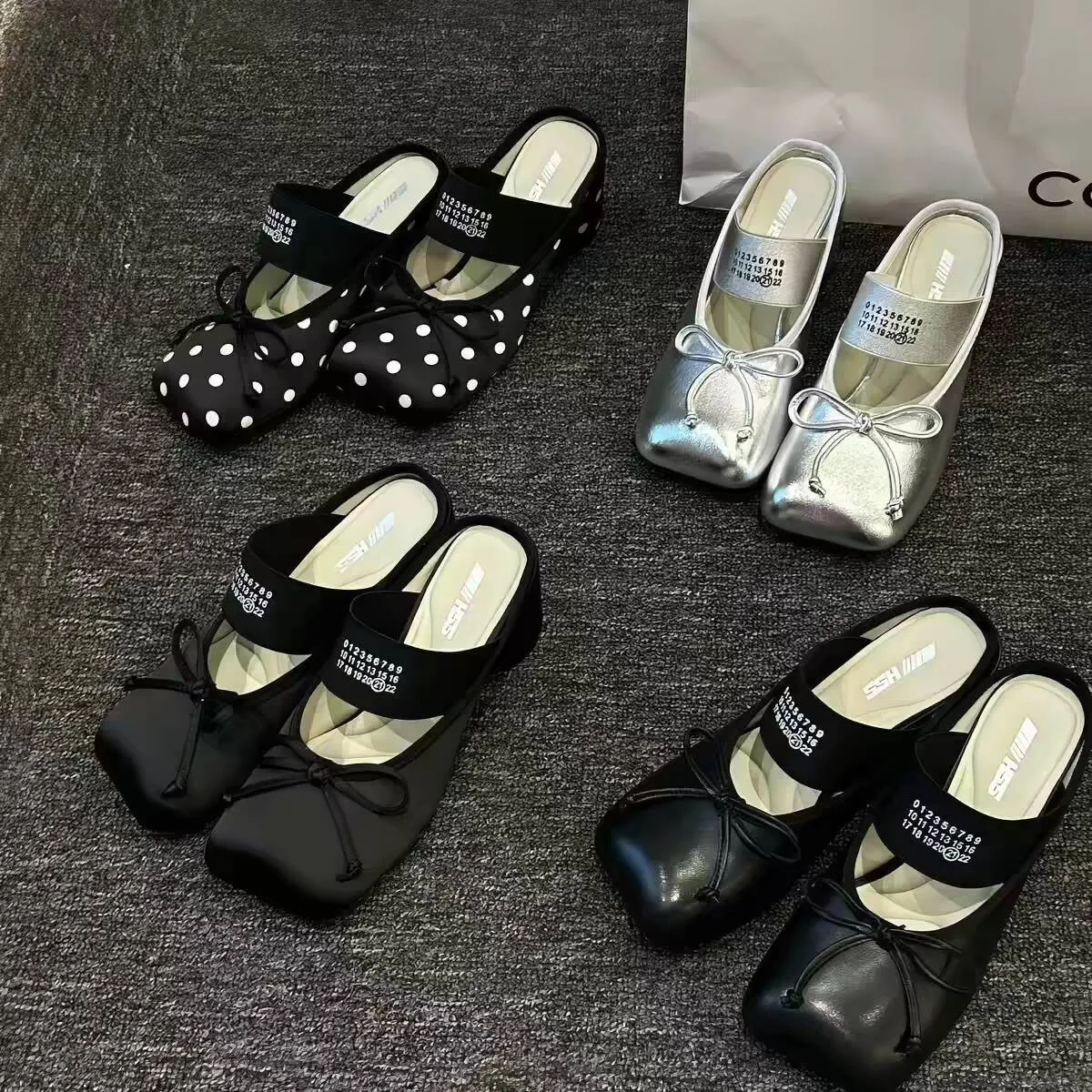 Women's 2026 New Design Sense Niche High Heels Fashion Square Toe Bow Baotou Half Slippers