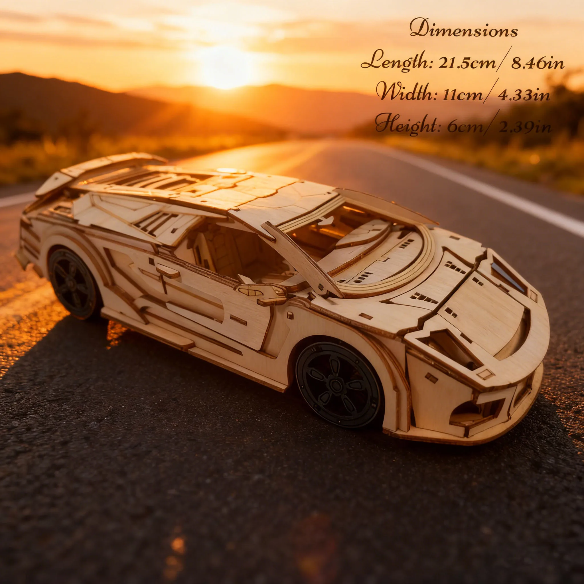 3D Wooden Puzzle Sports Car DIY Puzzle Model Kit Construction Fun Set Wooden Building Blocks Educational Birthday Gift