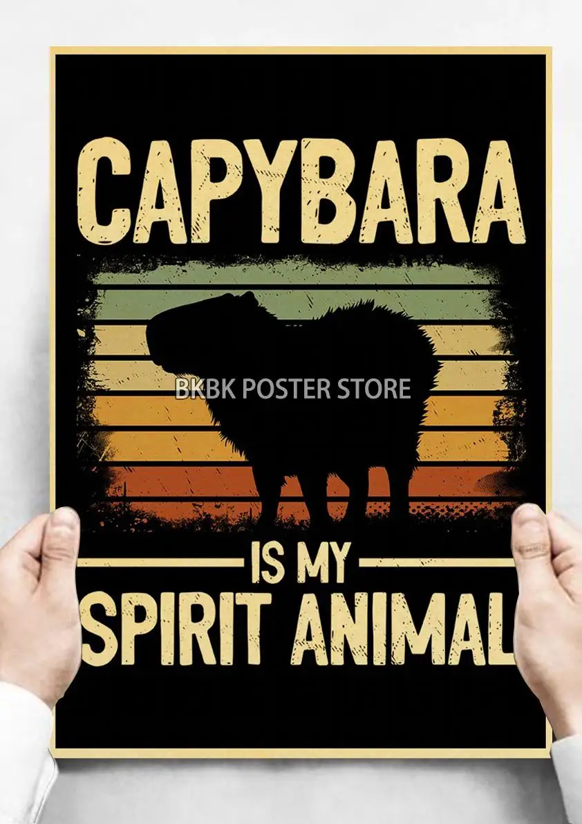 Animal Capybara Poster Corner Psychology Nostalgia Kraft Paper Print Art Canvas Painting Cafe Harajuku Bar Wall Pictures Decor