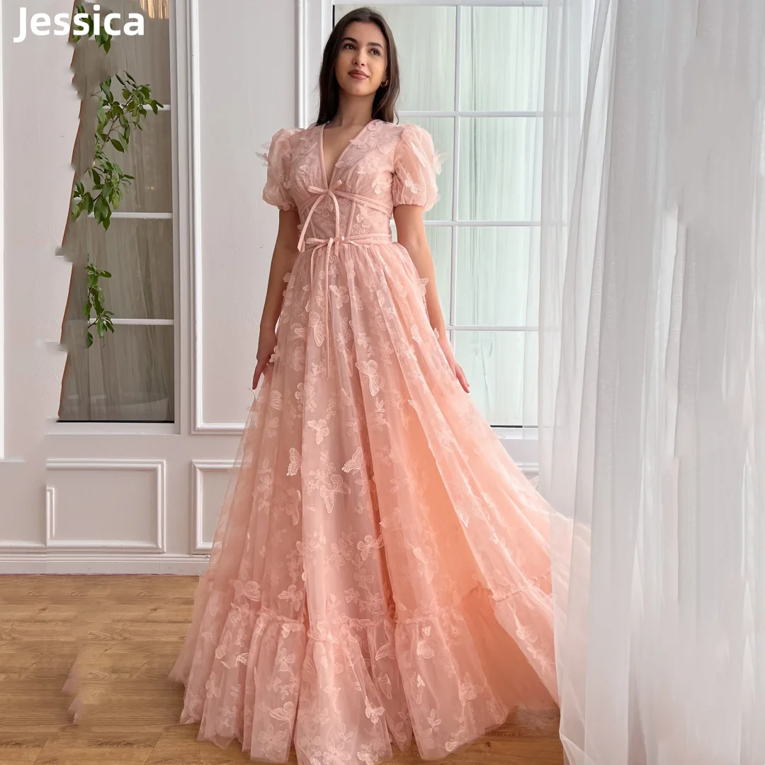 Jessica Fairy gaun Prom bordir gaun malam putri Tulle gaun pesta pernikahan gaun pesta Formal jubah De soires-e2024