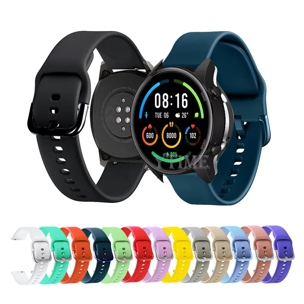 22mm pulseira de relógio de silicone para xiaomi mi relógio cor esportes s1 pro edição correa para mi relógio cor 2 substituição pulseira