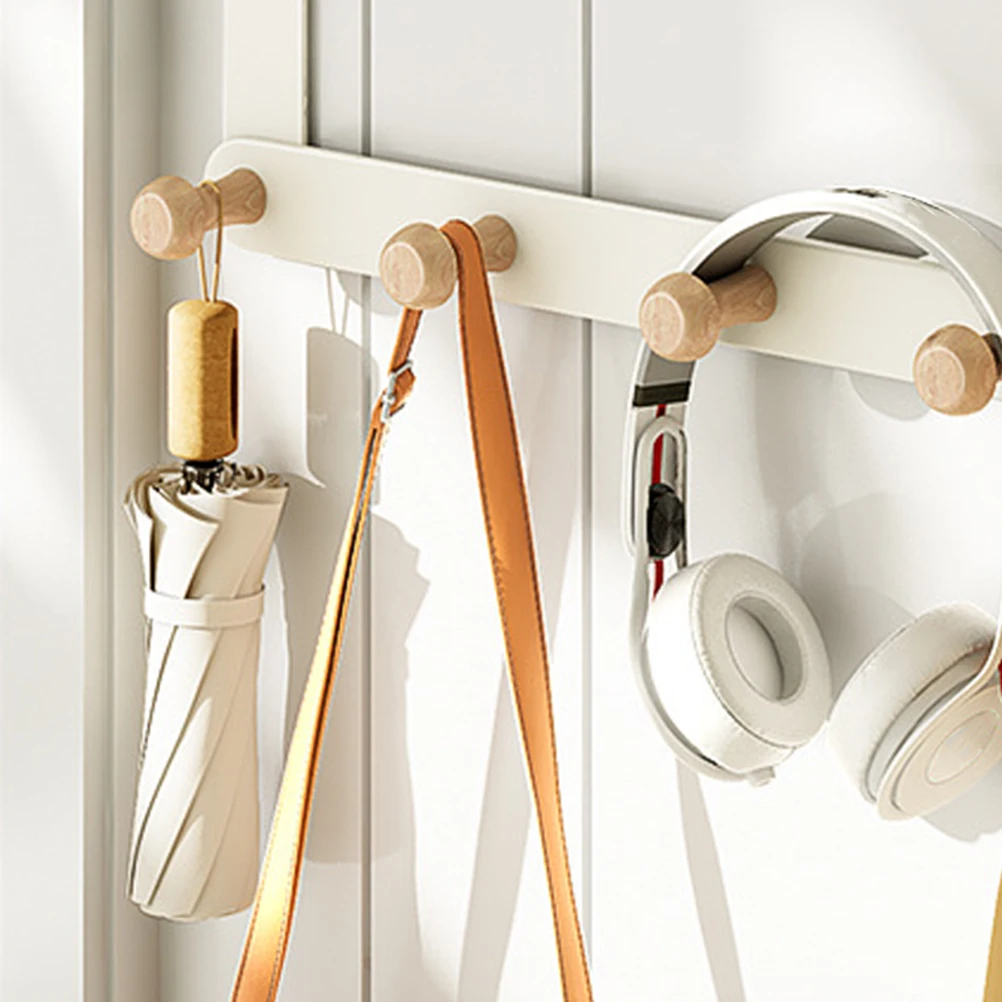 

Punch Free Over The Door Wooden Hook Coat Hat Organizer Clothes Towel Holder Multifunctional Hanger Over The Door Hooks