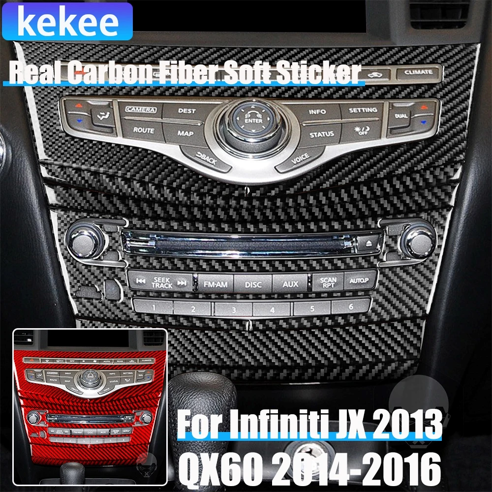 

Настоящее углеродное волокно, автомобильные аксессуары, центральная консоль, радиодиск, набор, накладка, мягкая наклейка для Infiniti JX 2013 QX60 2014 2015 2016