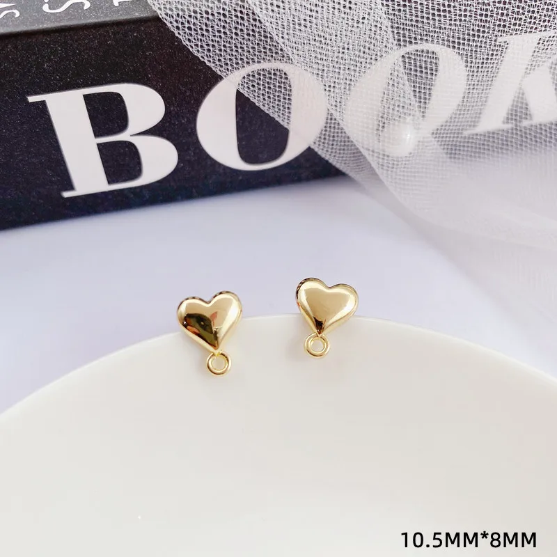 10pcs Heart Shape Earrings Connectors Handmade Gold Color Stud Earring Settings Earrings Base for Diy Jewelry Making Accessories