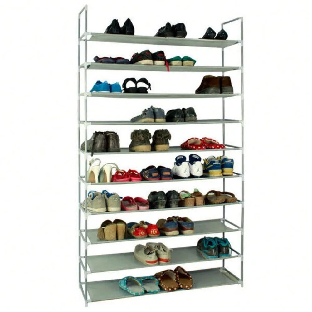 10 Tier 50 Pairs Shoe Rack Storage Organizer Shoe Tower Shelf Free Standing