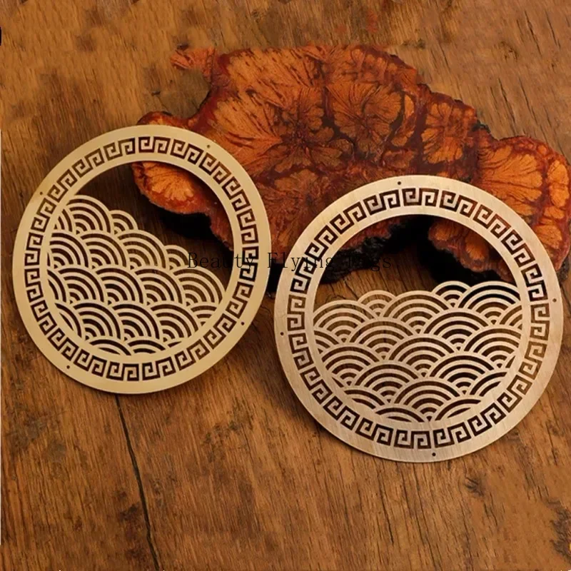 Brass Hollow Carving Patch Chinese Fortune Fengshui Wall Decoration Living Room Bedroom Fortune Hanging Cabinet Door Decoration