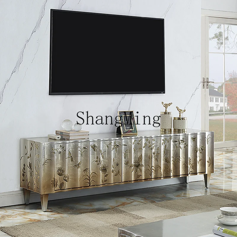 

CL light luxury TV cabinet coffee table combination modern decoration home luxury living room solid wood villa side cabinet