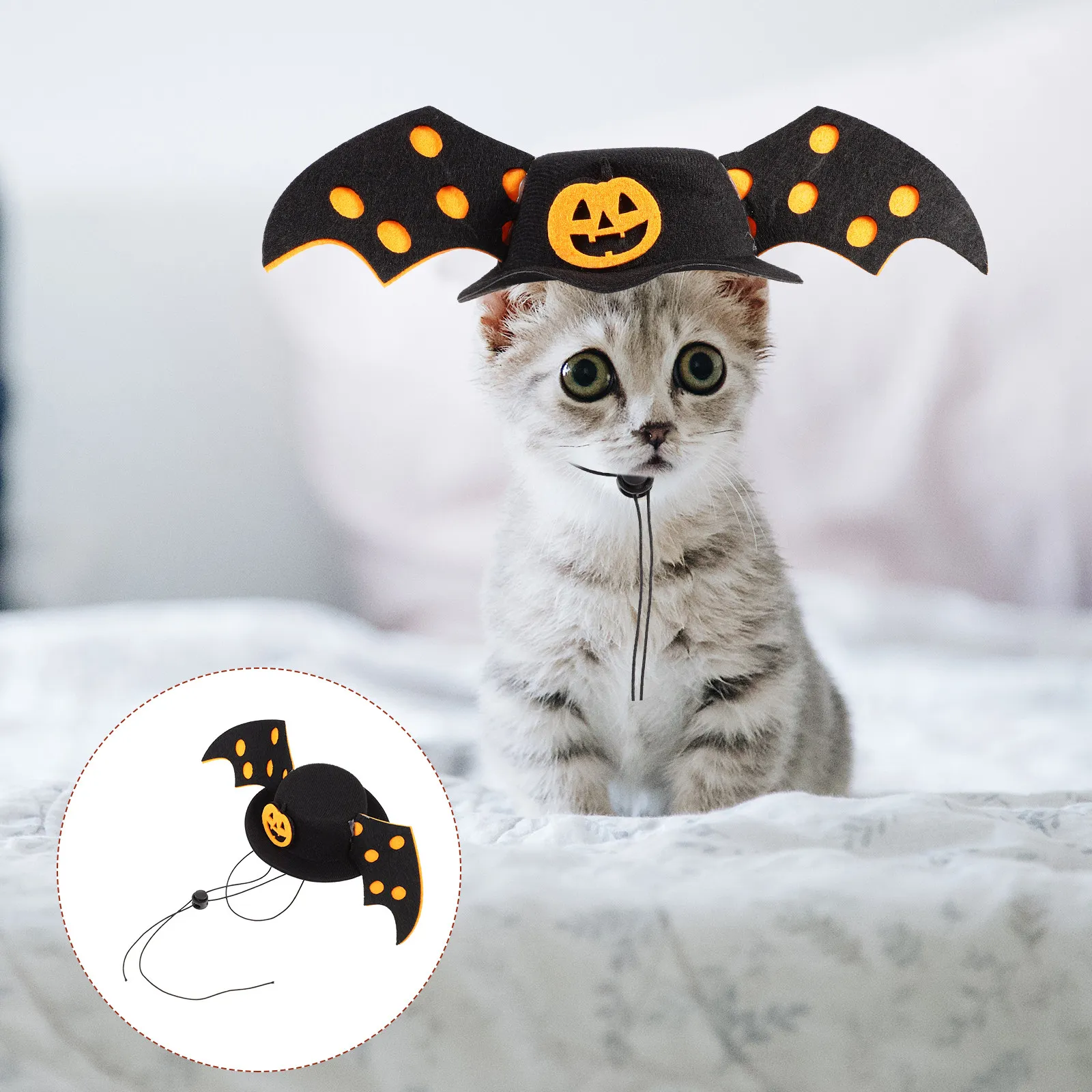 Halloween Bat Wing Pet Costume Hat Adjustable Strap Dog Cat Cosplay Party Dress Up Headdress Halloween Pet Hat