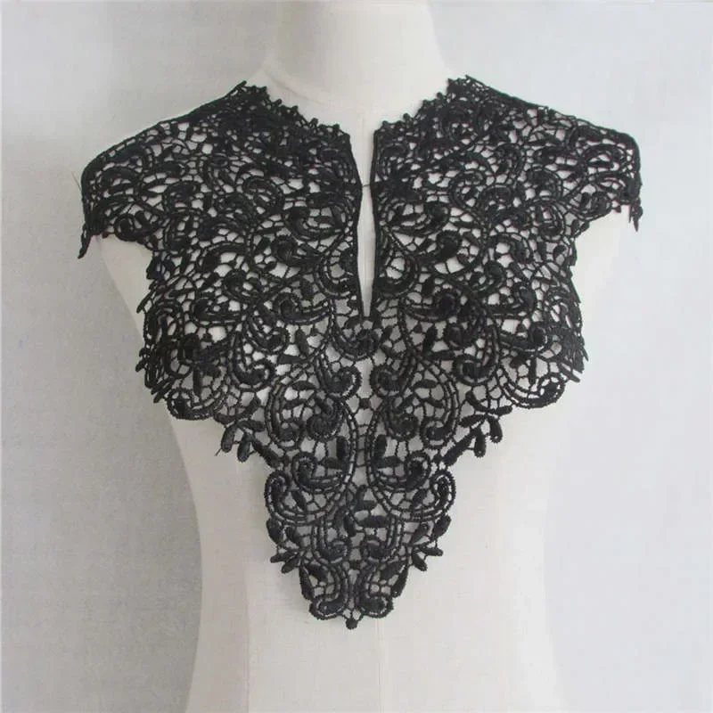 Fashion style Black Organza Embroidery Lace Collar Neckline DIY Sewing Lace Fabric Decoration Ladies Clothes Decal Accessories