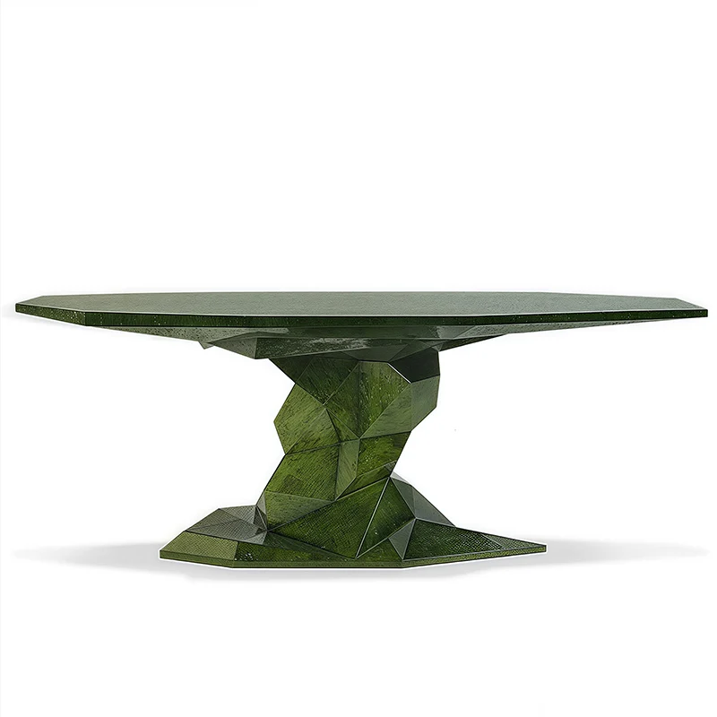 Dining table Modern minimalist villa premium rhombus dining table, light luxury fiberglass rock grain table