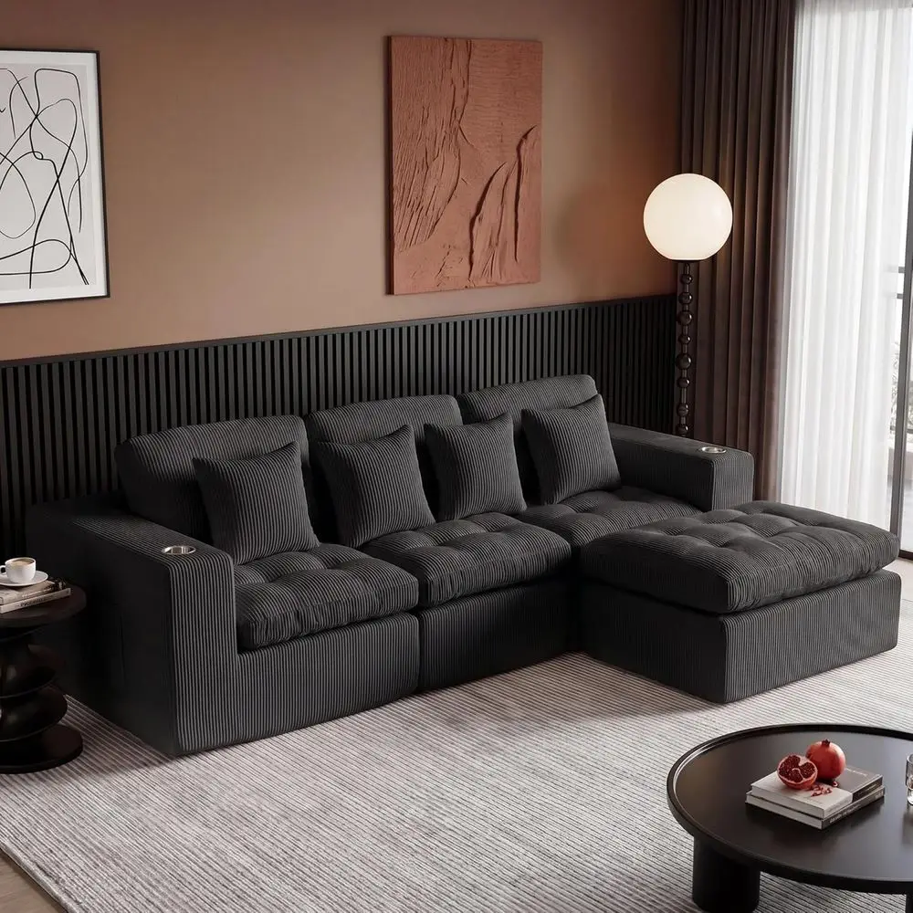 ular Sectional Soa with L-Shape Chaise, 105" Cloud Sectional Couch with Deep Seat, 3 Seat ular Soa Memory oam, Upholstered Bonel