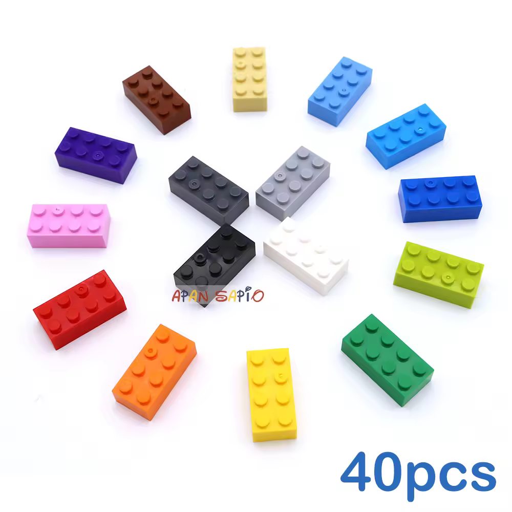 40 יחידות קוביות בנייה DIY עבות צורות לבנים 2x4 נקודות גודל יצירתי תואם את 3001 צעצועי פלסטיק לילדים