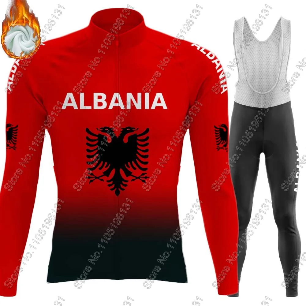 Albania National Team 2026 Cycling Jersey Set Long Sleeve Red Cycling Summer Winter Clothing Road Race Bike Jacket Suit MTB Ropa view 5