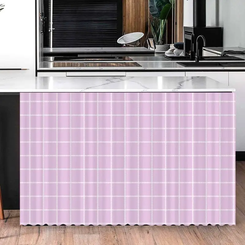 Simple Checkered Counter Curtain, Dustproof Kitchen Sink Cabinet Cupboard Cover, Privacy Room Divider, Aesthetic Home Decor