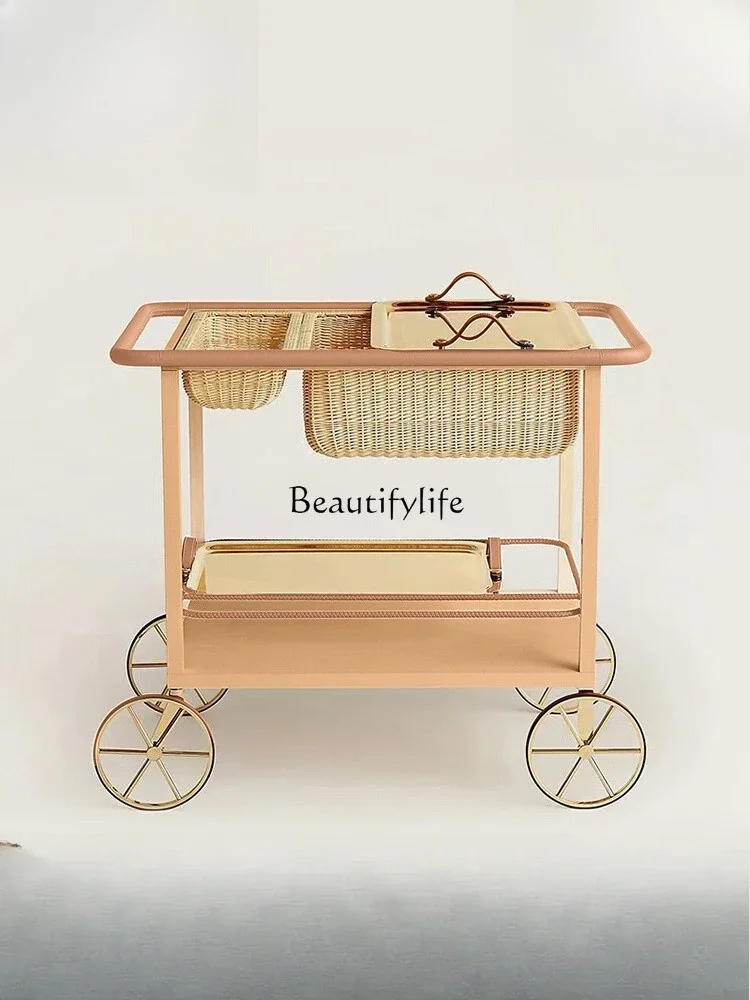 

ls 27Light luxury sofa side table mobile cart coffee table