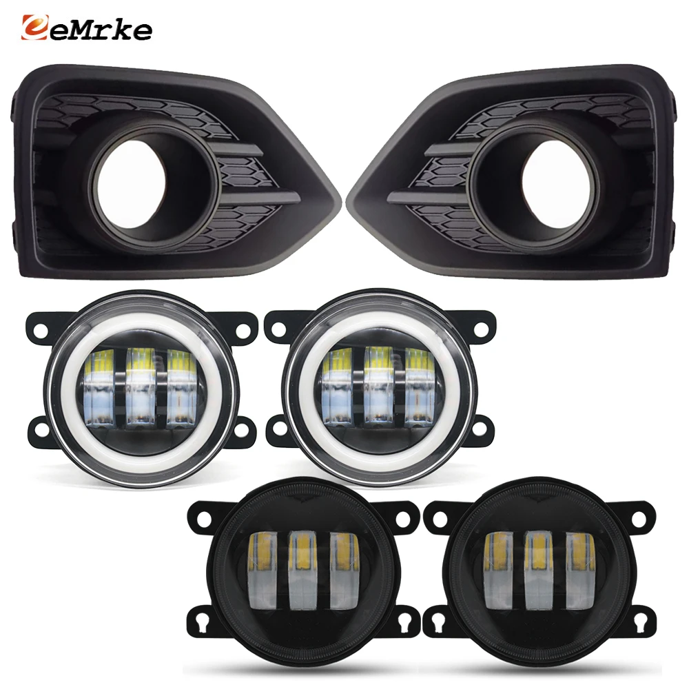 

2Pcs Fog Lampshade for Jmc Vigus Work 2021 2022 2023 Fog Light LED DRL Angel Eye Ring Lens Turn Signal Black Front Bumper