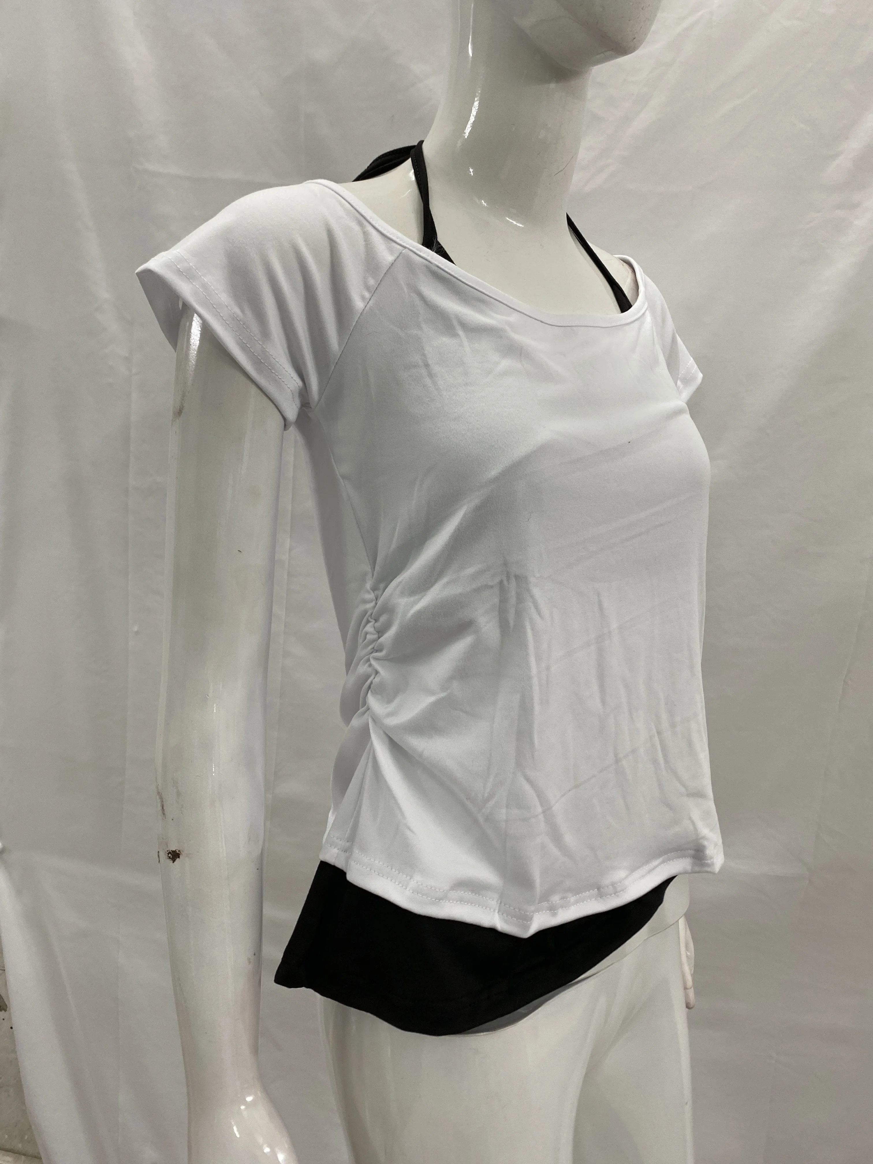 Europäischer und amerikanischer Stil, Sommer-Y2K-Urlaub, zweifarbiges, süßes und würziges Kurzarm-T-Shirt im amerikanischen Stil, schmal geschnittenes Oberteil für Damen – Detail 3