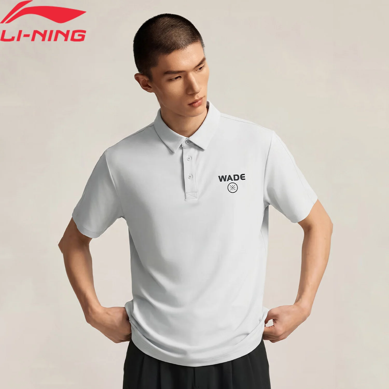 Li-Ning Men's Wade POLO Shirts LN COOL Regular Fit LN DRY 79%Polyamide 21%Elastane Soft Comfortable LiNing Sport T-shirt APLW141