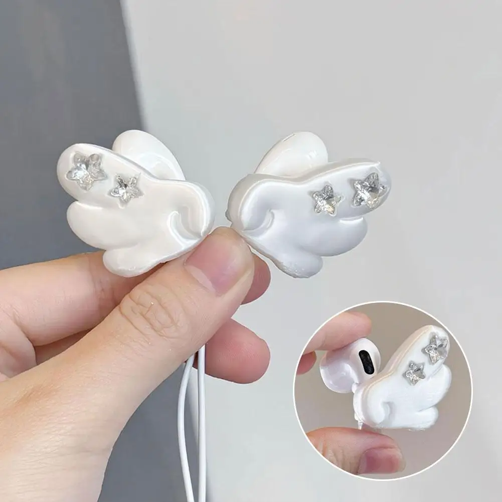 3D Earphone Decoration Star Wings Headphone Charm Angel Wing Damage-Free Installation Clip-On Design Wired Bluetooth Cute Girl