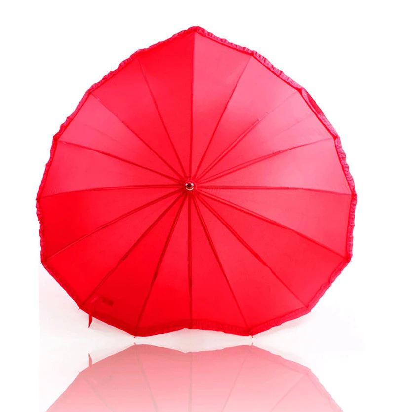 Heart Shaped Love Red Umbrella for Men and Women, Adult Bridal Wedding Gift, Waterproof, Wind Resistant, Creative, Rain